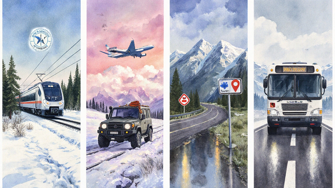 Водяная живопись четырёх видов транспорта в России с элементами безопасности.